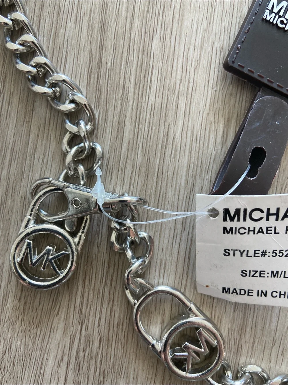 Michael Kors Silver Logo Chain Belt